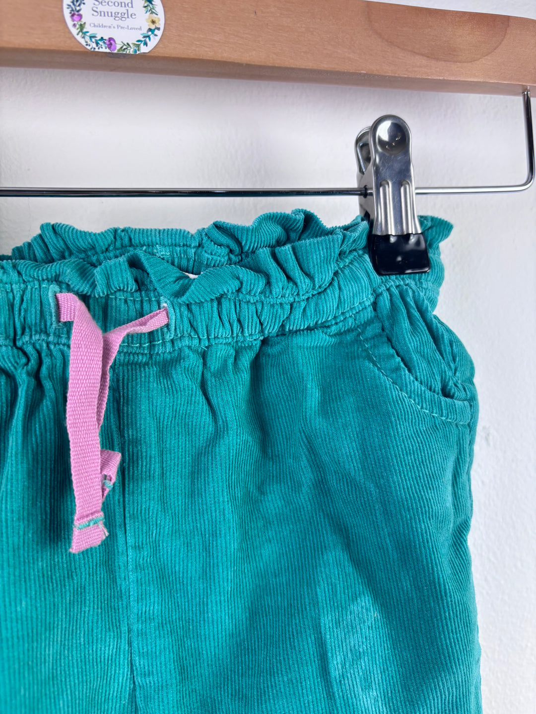 Baby Boden Teal Cord Trousers Floral Lining 3–6 Months