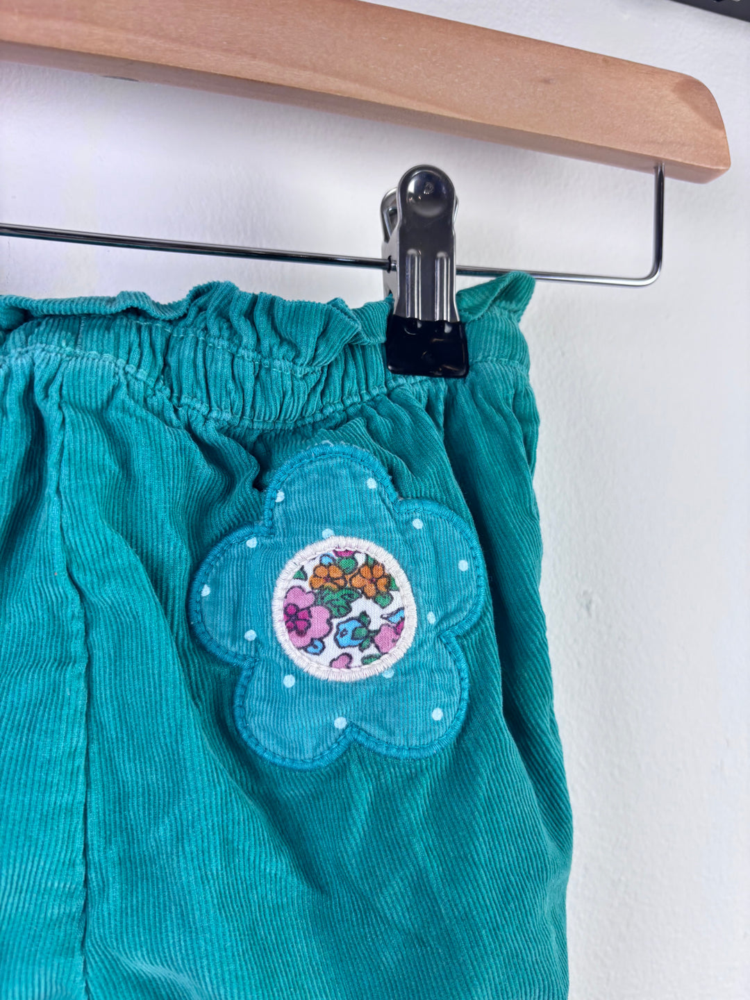 Baby Boden Teal Cord Trousers Floral Lining 3–6 Months