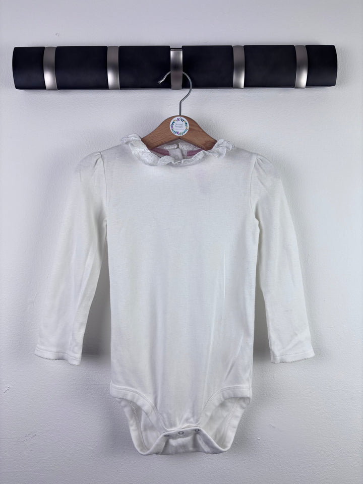 Baby Boden White Frill Collar Bodysuit Cotton 2–3 Years