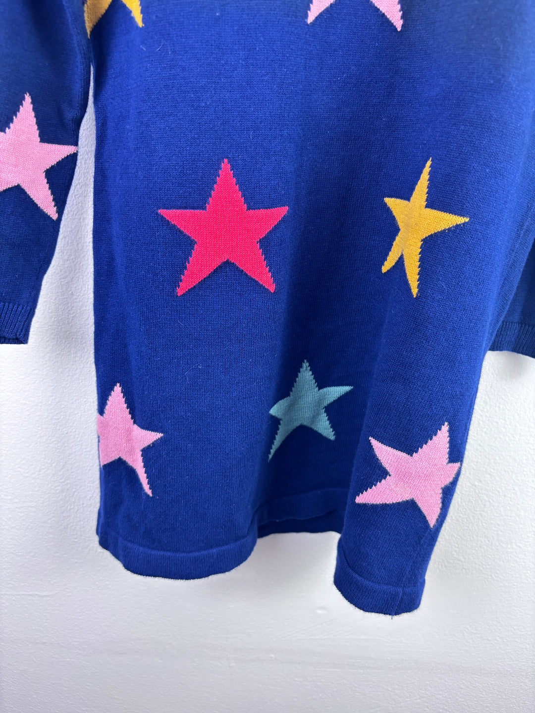 Next Navy Knit Dress Star Pattern Frill Shoulder 5-6 Years-Dresses-Second Snuggle Preloved