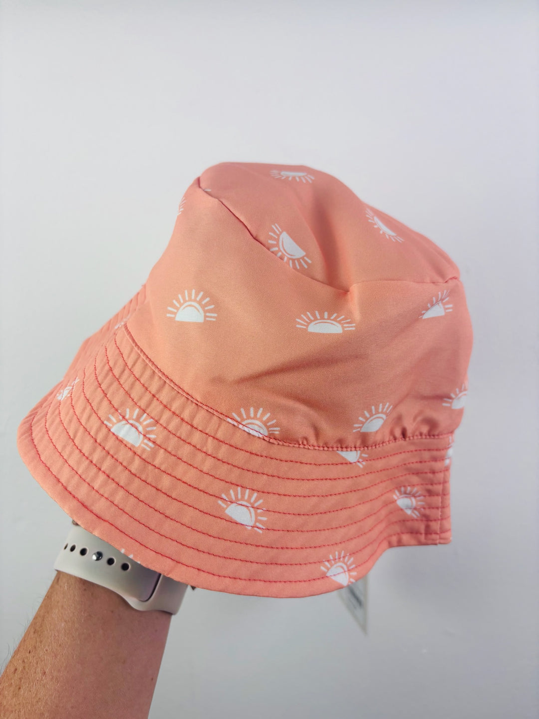 Grass & Air Coral Sun Print Bucket Hat UPF 50+ 1-2 Years