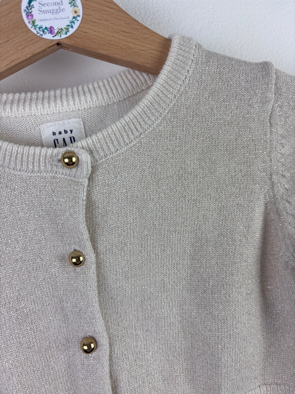 Gap Cream Cardigan Gold Button Soft Knit 6-12 Months-Cardigans-Second Snuggle Preloved