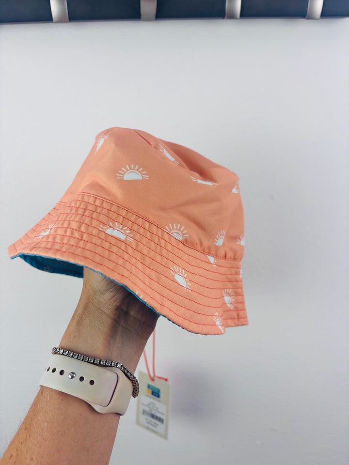 Grass & Air Coral Sun Print Bucket Hat UPF 50+ 1-2 Years