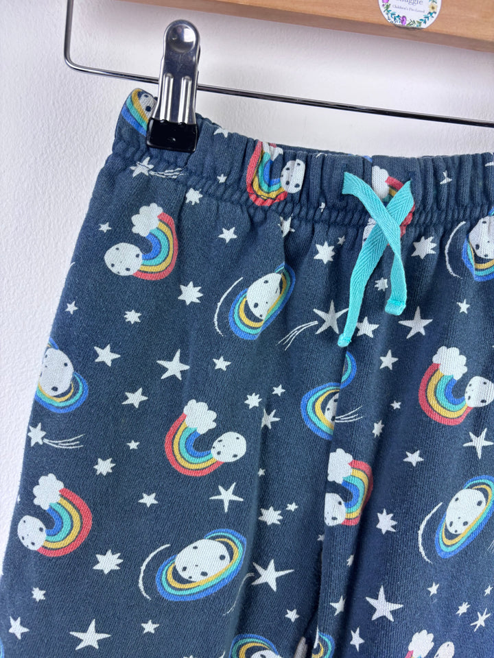 Frugi Navy Joggers Rainbow Space Print Drawstring 4-5 Years-Trousers-Second Snuggle Preloved