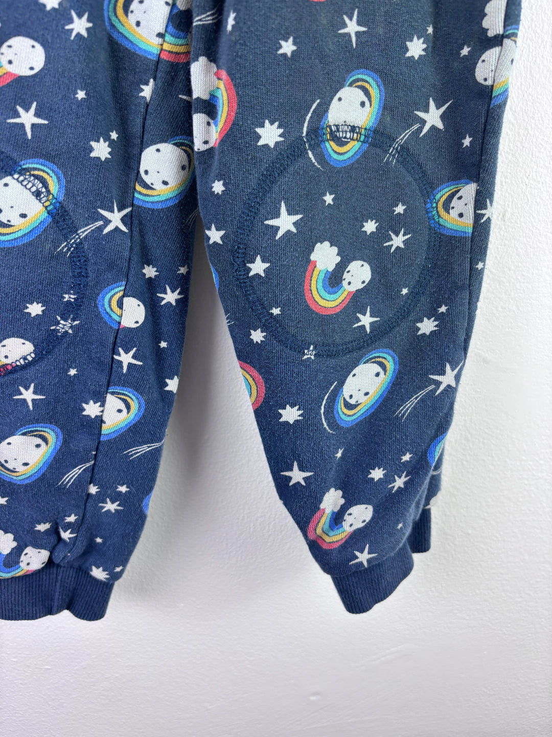 Frugi Navy Joggers Rainbow Space Print Drawstring 4-5 Years-Trousers-Second Snuggle Preloved