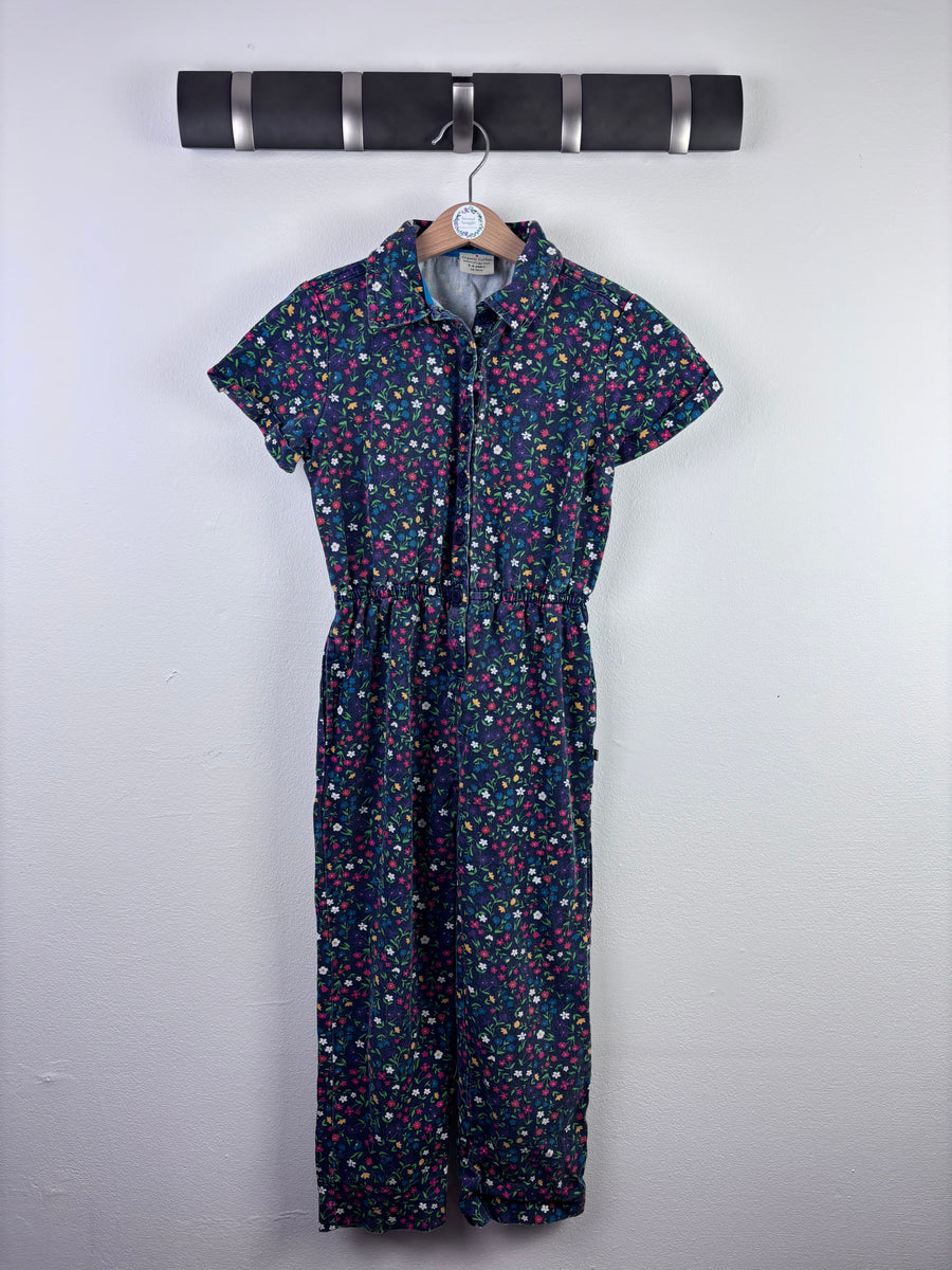 Frugi Navy Jumpsuit Floral Print Button Front 5-6 Years-Jump Suits-Second Snuggle Preloved