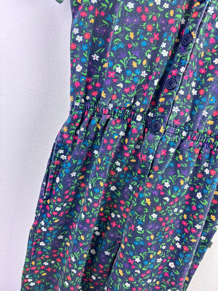 Frugi Navy Jumpsuit Floral Print Button Front 5-6 Years-Jump Suits-Second Snuggle Preloved