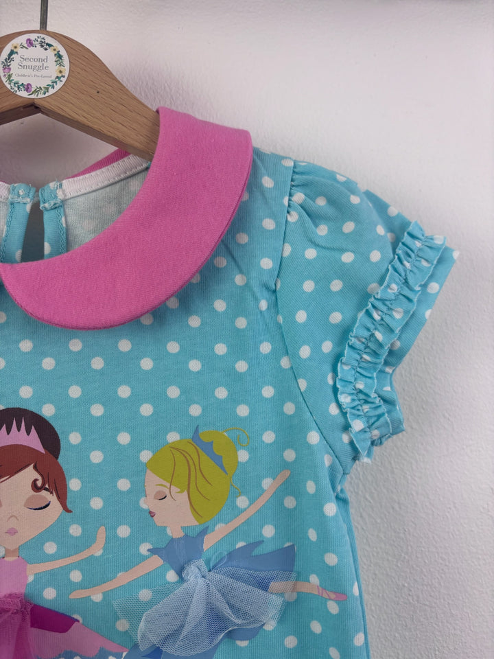 Harry Bear Blue Ballerina T-Shirt Peter Pan Collar 5 Years
