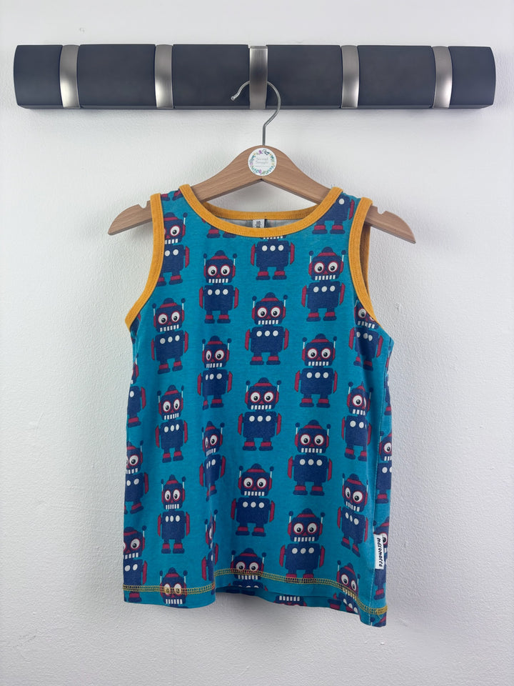 Maxomorra Blue Robot Vest Top 5-6 Years 110/116
