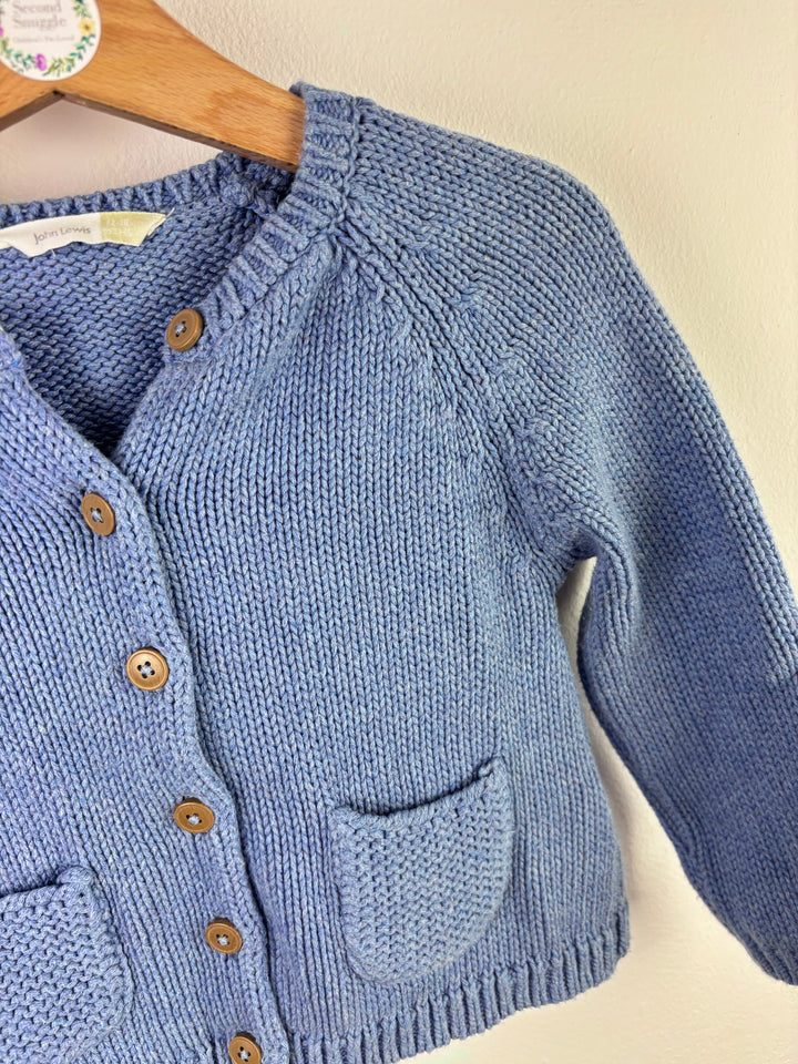 John Lewis Blue Cardigan Chunky Knit Pocket Detail 12-18 Months-Cardigans-Second Snuggle Preloved