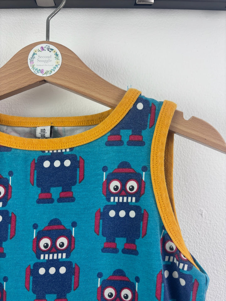 Maxomorra Blue Robot Vest Top 5-6 Years 110/116