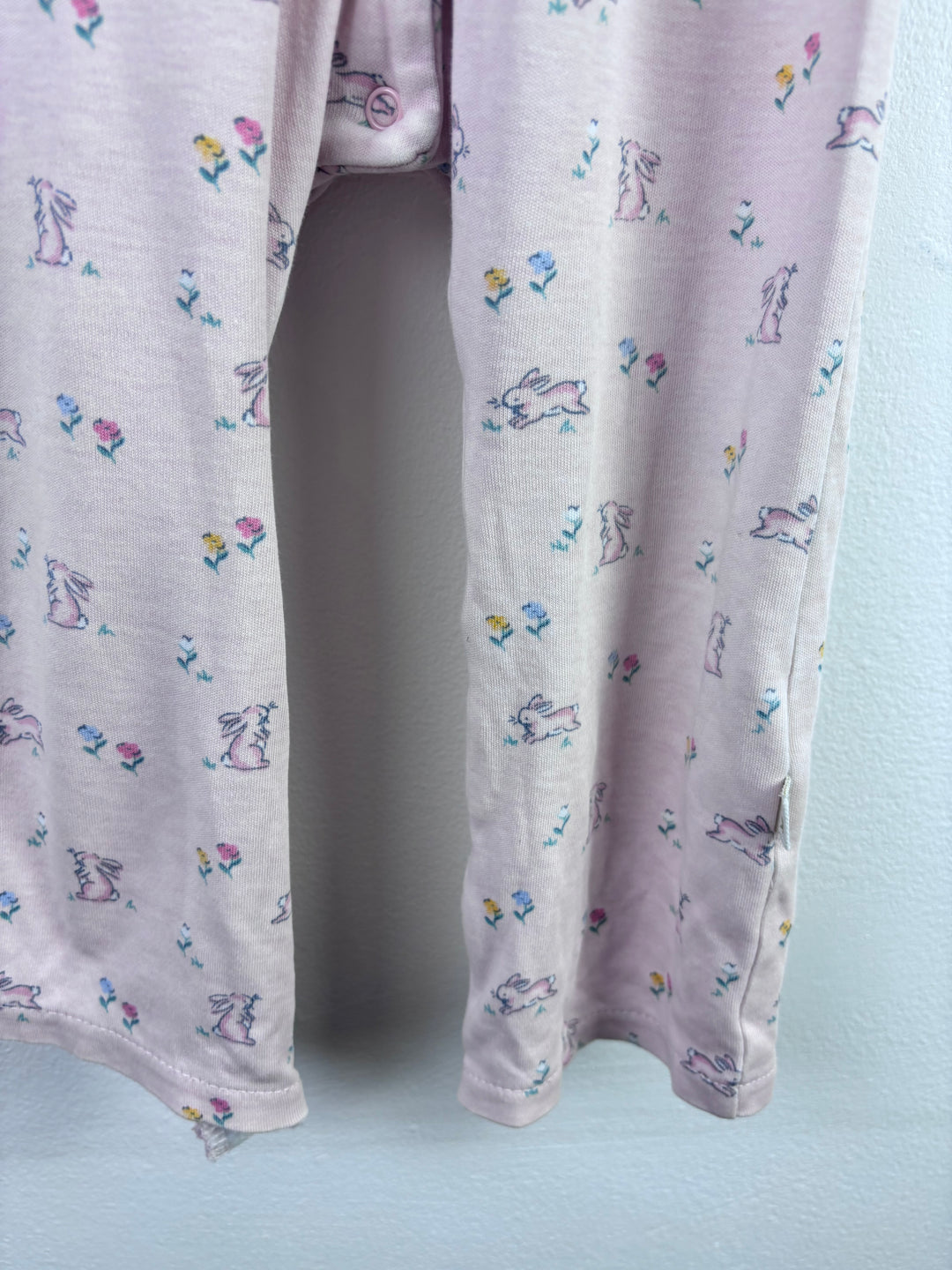 JoJo Maman Bebe Pink Sleepsuit Bunny Print Collar 18-24 Months-Rompers-Second Snuggle Preloved