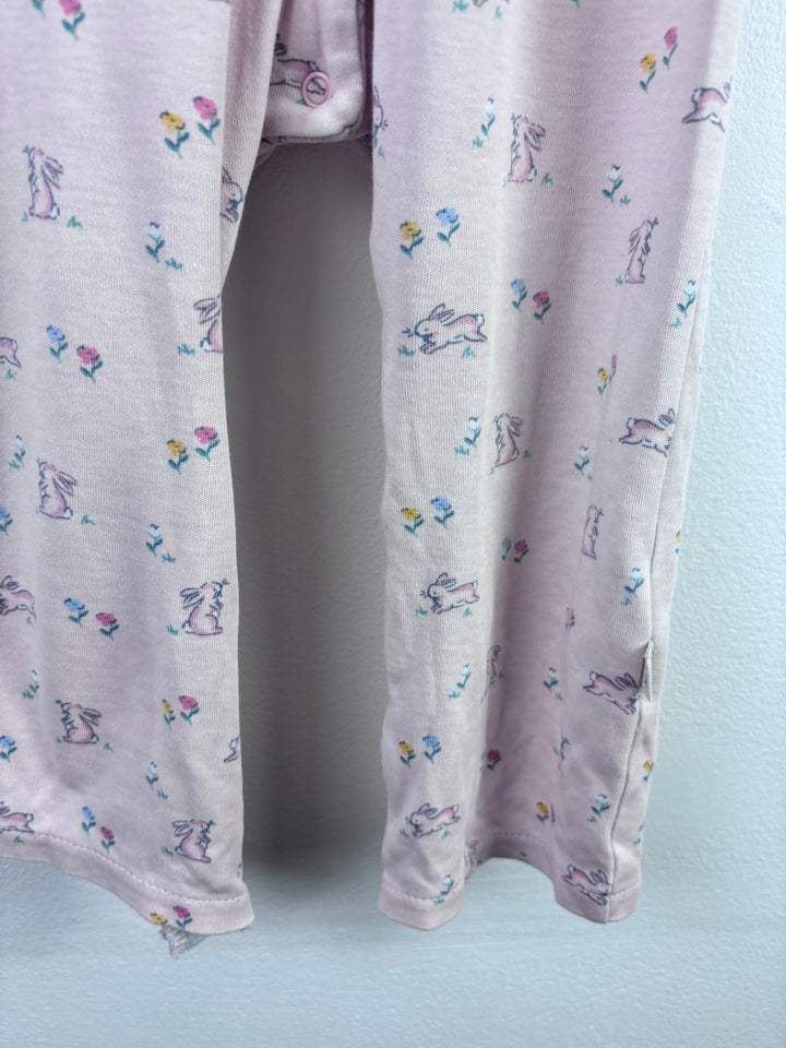 JoJo Maman Bebe Pink Sleepsuit Bunny Print Collar 18-24 Months-Rompers-Second Snuggle Preloved