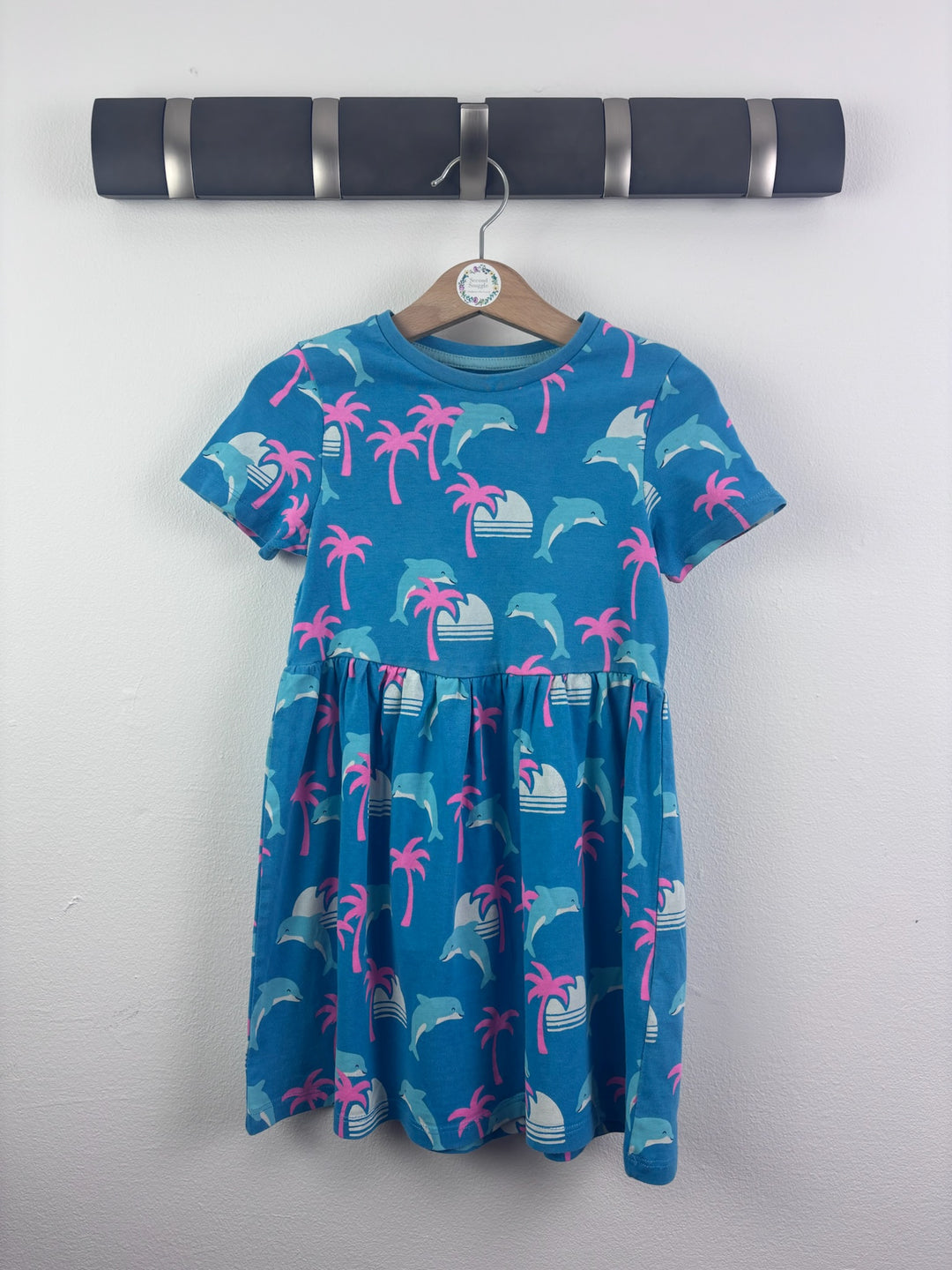M&S Blue Dolphin Print Jersey Dress 4-5 Years