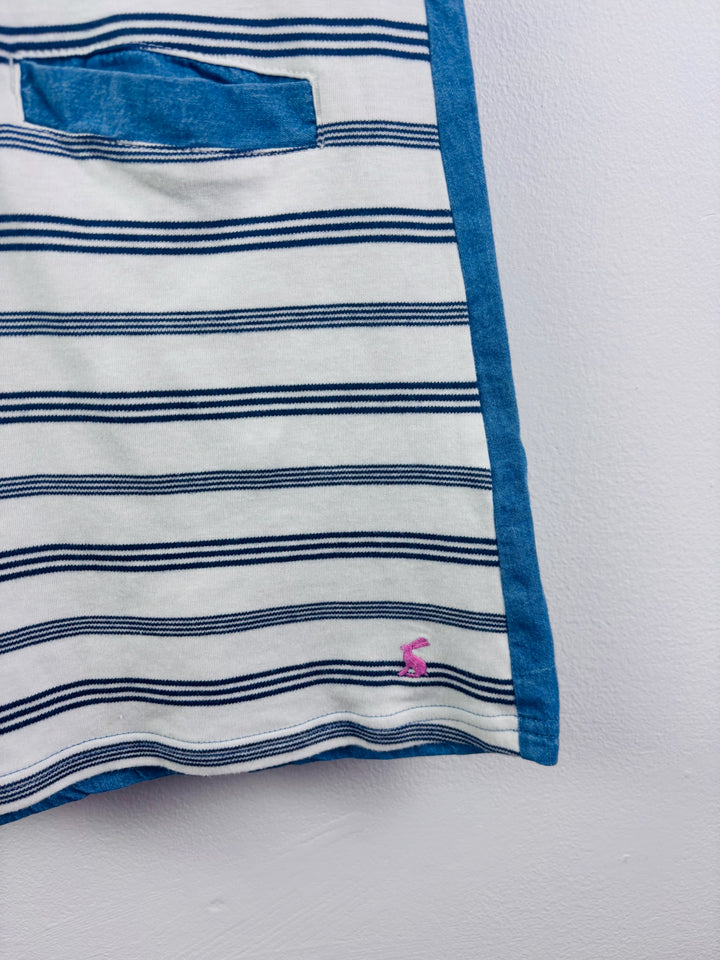 Joules Cream Navy Striped Dress Contrast Pockets 5-6 Years