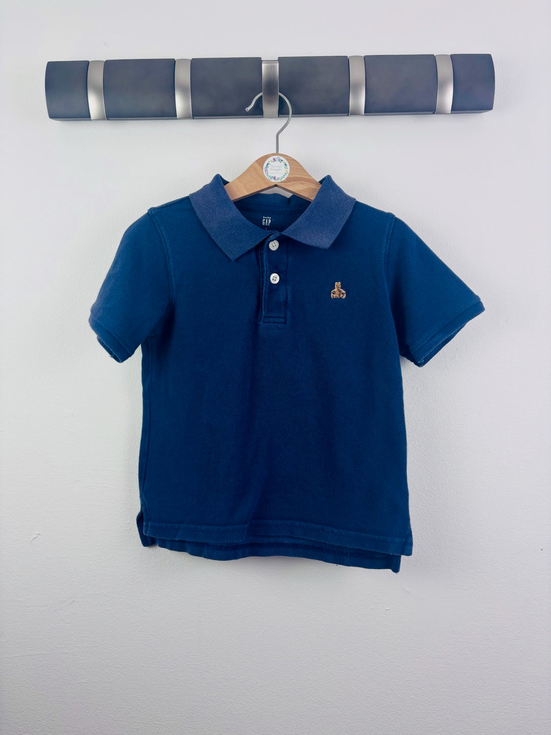 Gap Navy Blue Polo Shirt Embroidered Bear 4 Years