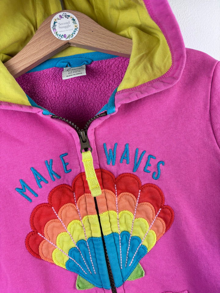Frugi Pink Hoodie Rainbow Shell Print Zip Front 5-6 Years