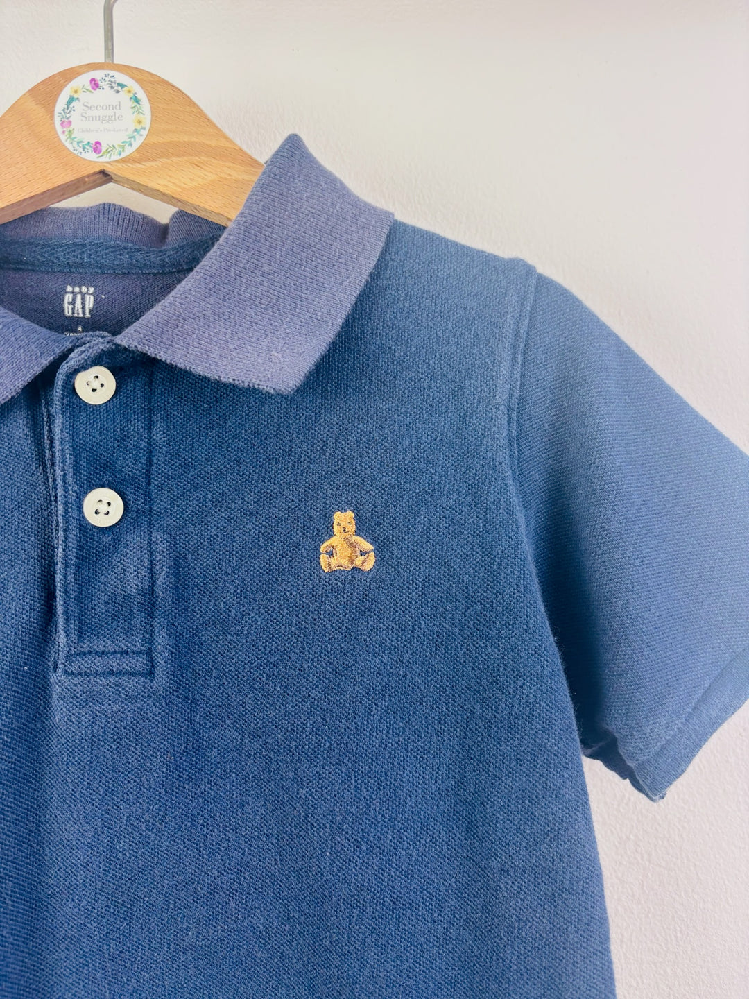 Gap Navy Blue Polo Shirt Embroidered Bear 4 Years