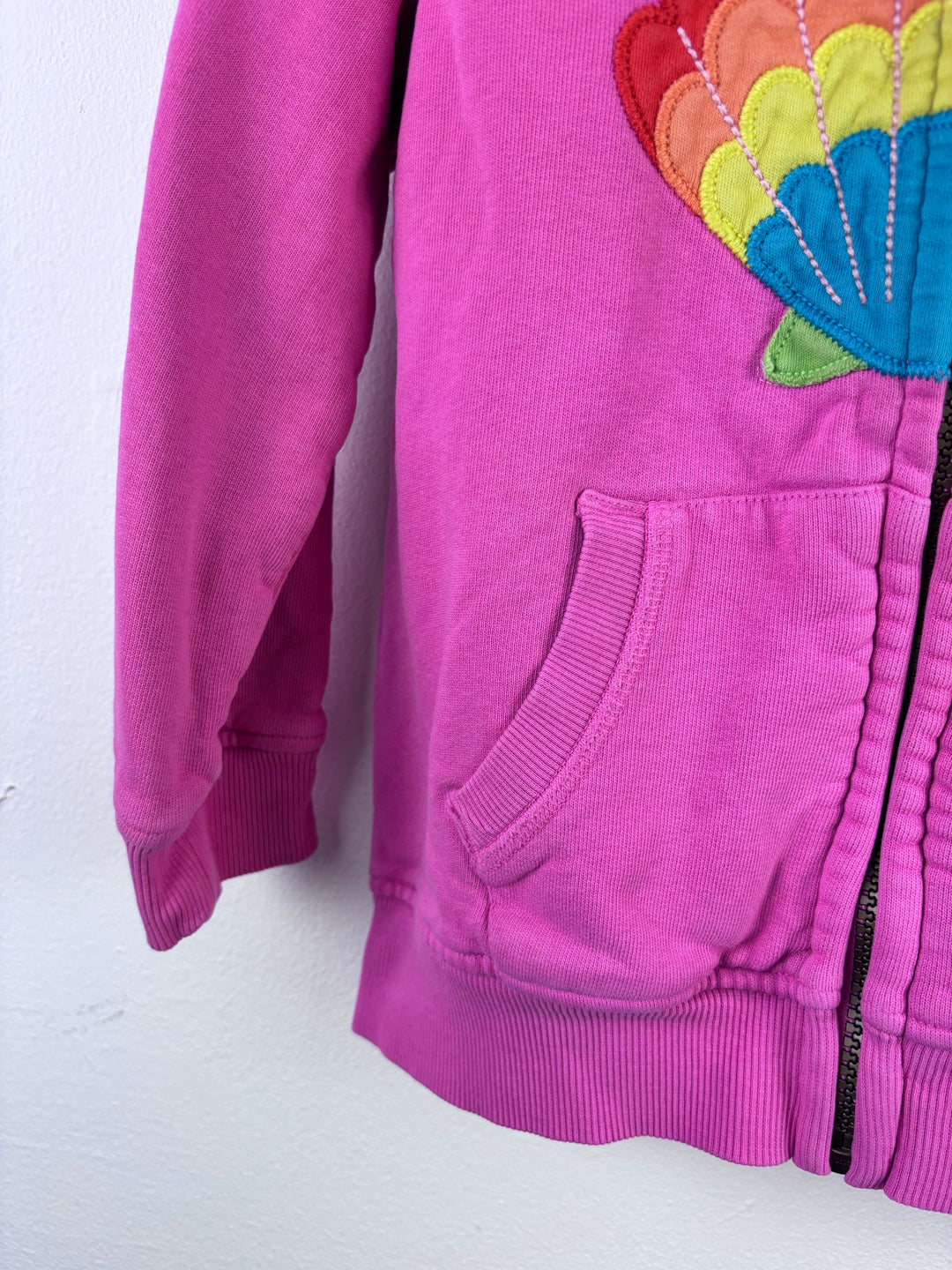 Frugi Pink Hoodie Rainbow Shell Print Zip Front 5-6 Years