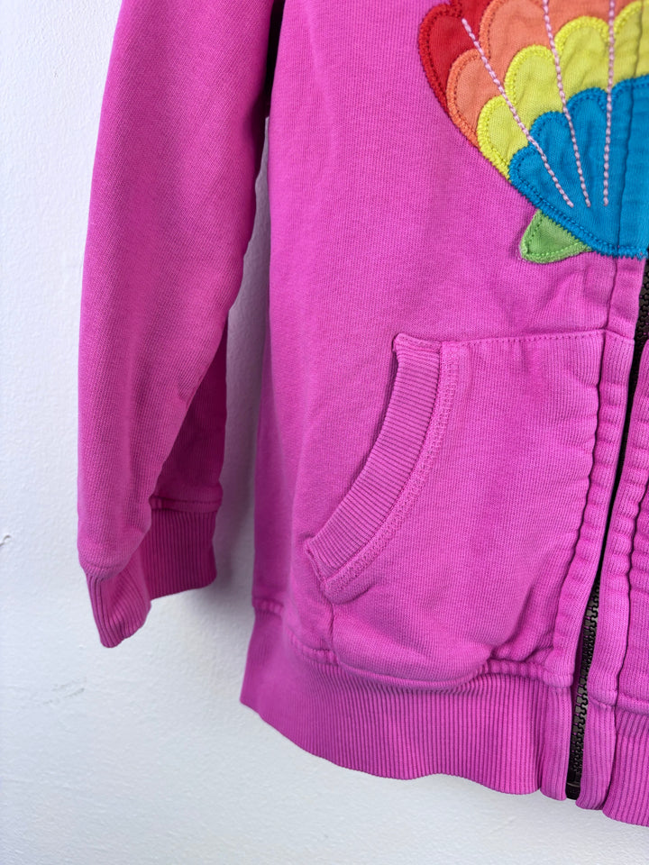 Frugi Pink Hoodie Rainbow Shell Print Zip Front 5-6 Years