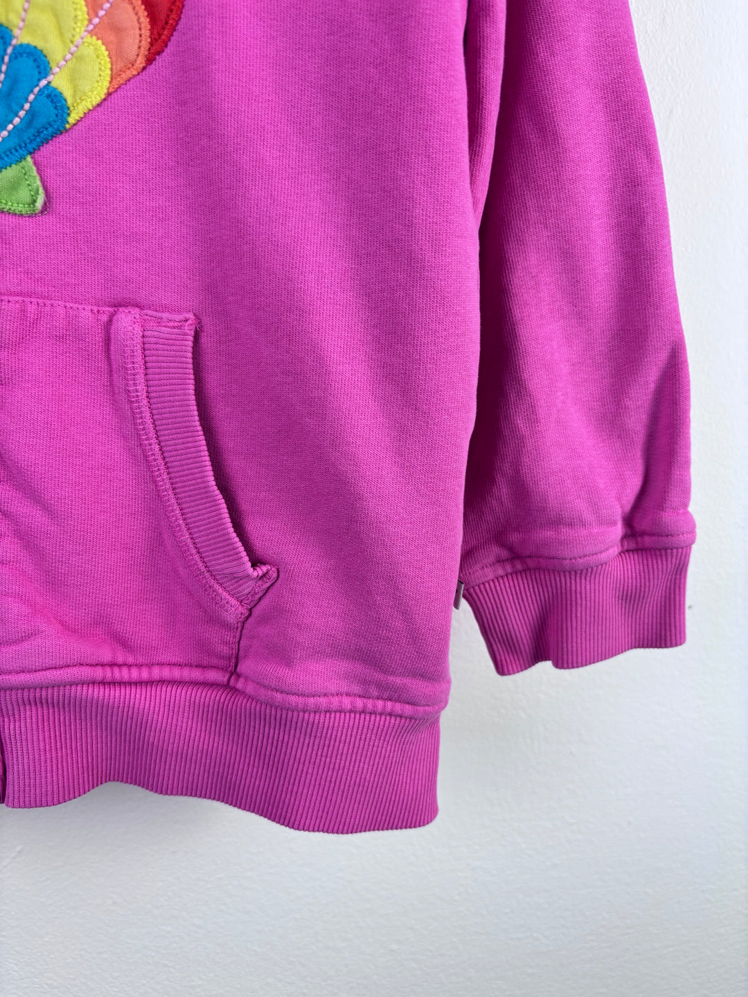 Frugi Pink Hoodie Rainbow Shell Print Zip Front 5-6 Years
