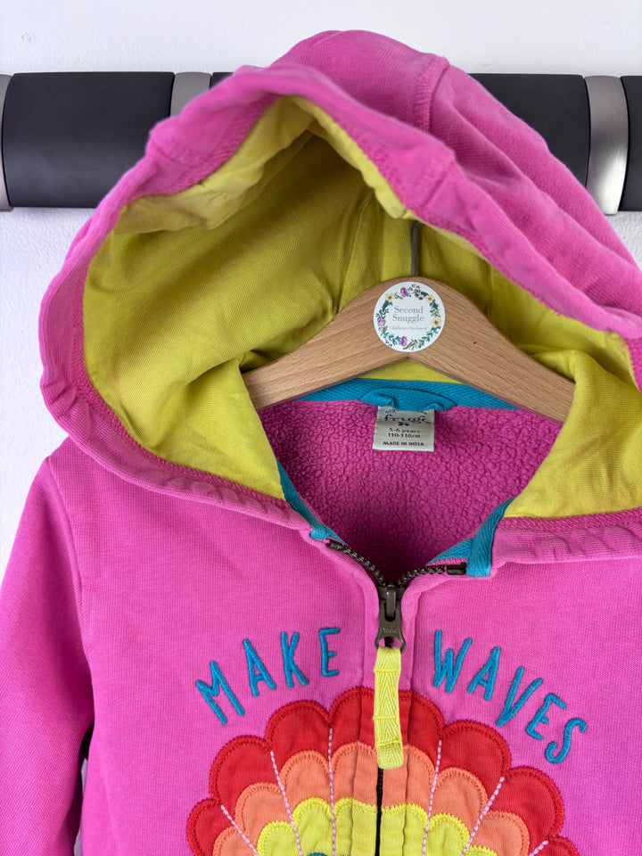 Frugi Pink Hoodie Rainbow Shell Print Zip Front 5-6 Years