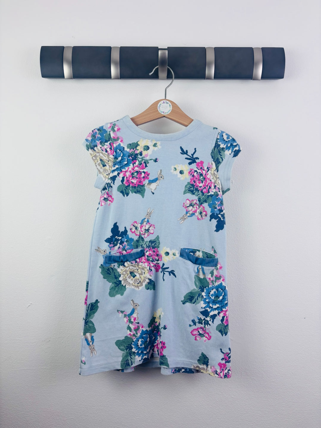 Joules Blue Floral Rabbit Dress Pockets 4 Years-Dresses-Second Snuggle Preloved