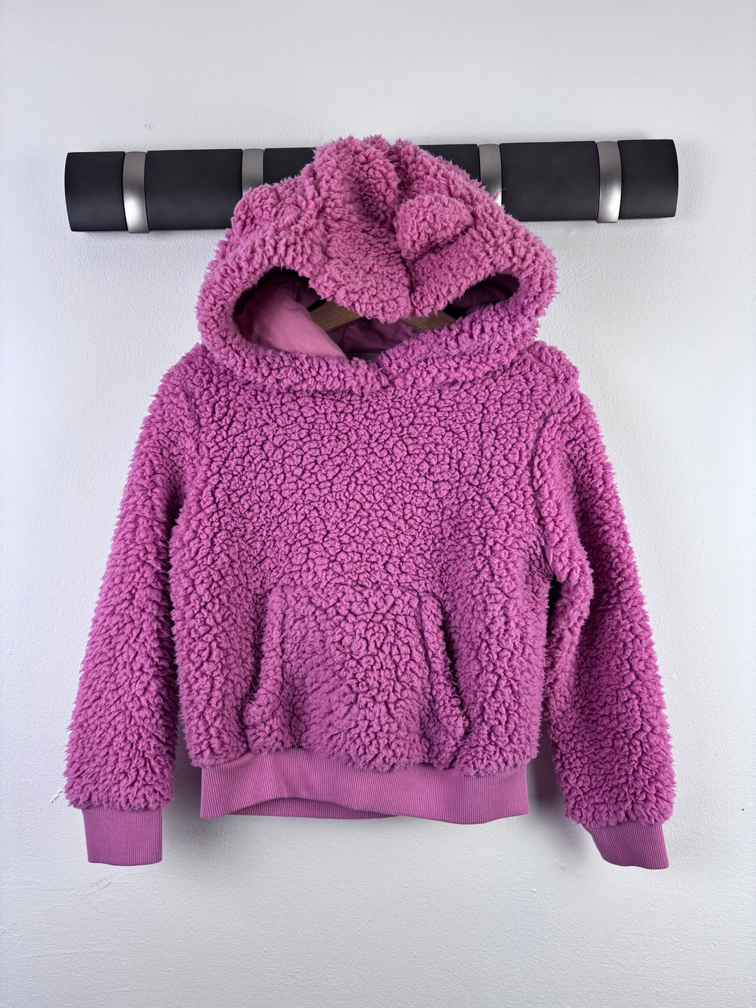 M&S Pink Fleece Hoodie Borg Lined Ear Detail 4-5 Years-Fleeces-Second Snuggle Preloved