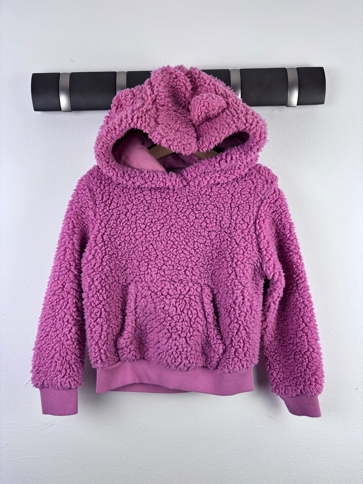 M&S Pink Fleece Hoodie Borg Lined Ear Detail 4-5 Years-Fleeces-Second Snuggle Preloved
