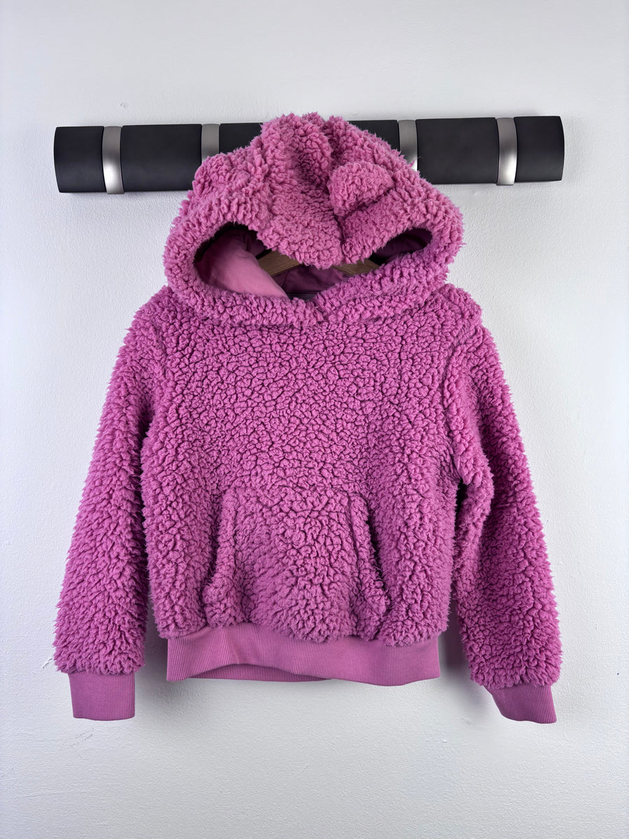 M&S Pink Fleece Hoodie Borg Lined Ear Detail 4-5 Years-Fleeces-Second Snuggle Preloved