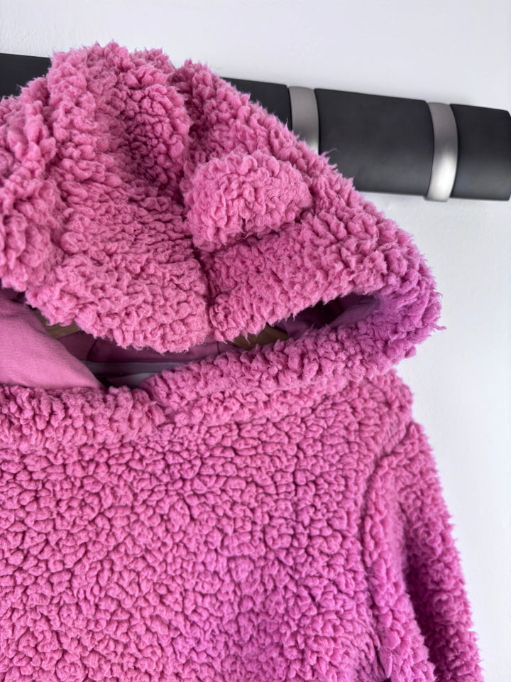 M&S Pink Fleece Hoodie Borg Lined Ear Detail 4-5 Years-Fleeces-Second Snuggle Preloved