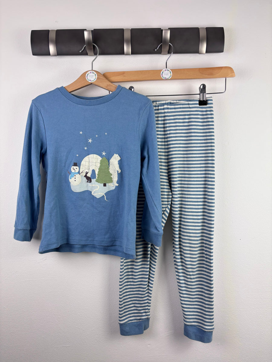 John Lewis Blue Pyjama Set Polar Scene Print 4-5 Years-Night Wear-Second Snuggle Preloved