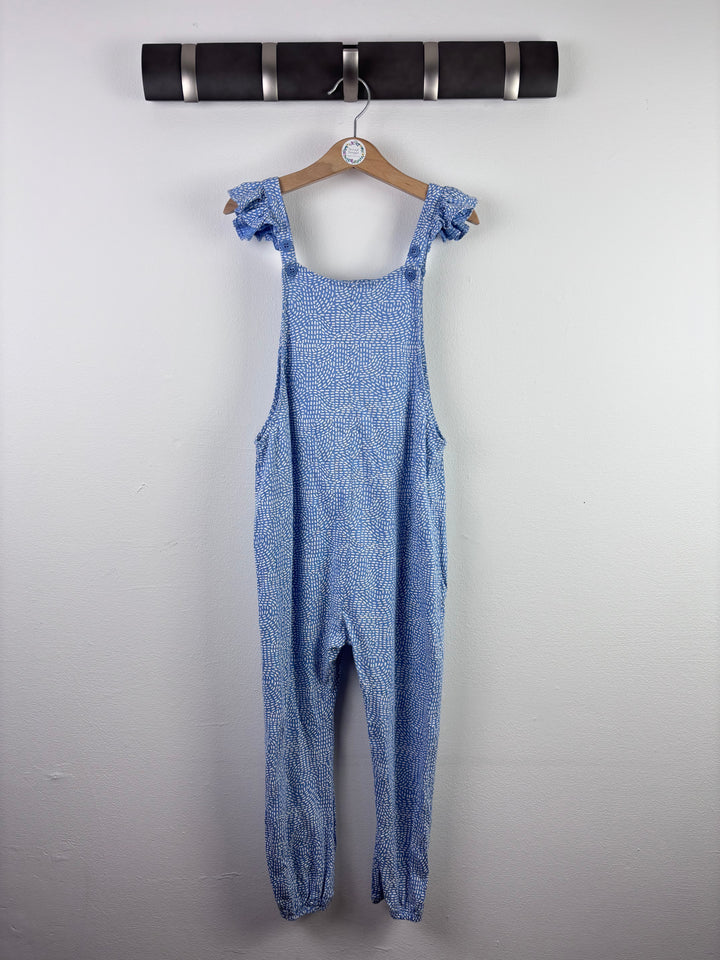 Next Blue Jumpsuit Patterned Strap Frill Detail 5-6 Years-Jump Suits-Second Snuggle Preloved