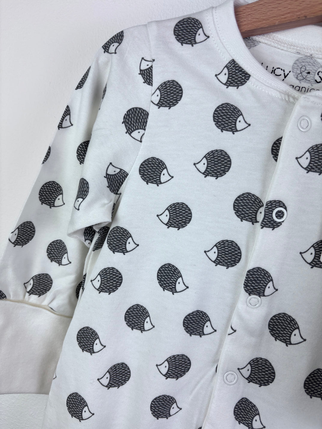 Lucy & Sam White Sleepsuit Set Hedgehog Print Hat Mitts 9-12 Months-Sets-Second Snuggle Preloved