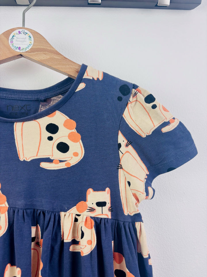 Next Blue Cat Print Jersey Dress 5-6 Years