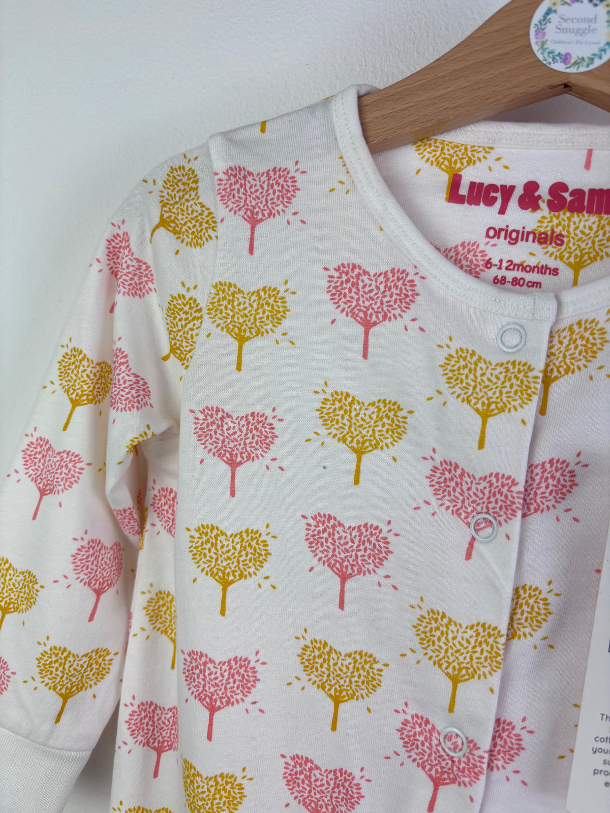 Lucy & Sam Pink & Cream Sleepsuit Set Tree Print 6-12 Months-Sets-Second Snuggle Preloved