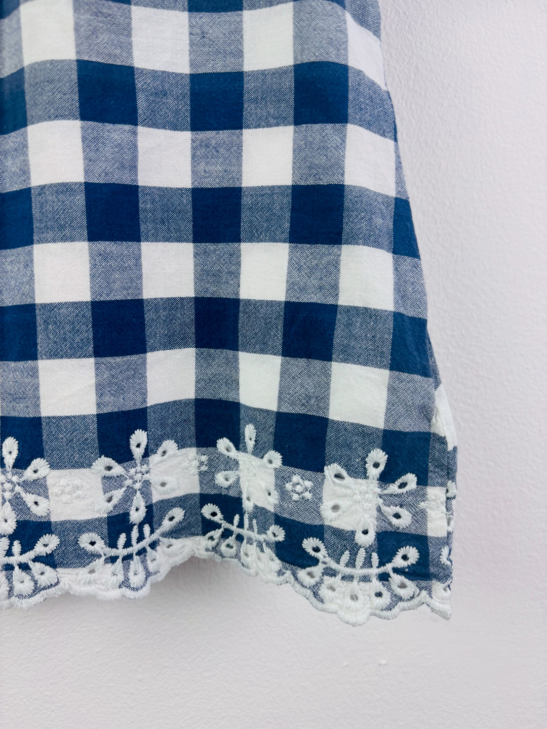 JoJo Maman Bébé Blue Gingham Broderie Top 3-4 Years-Tops-Second Snuggle Preloved
