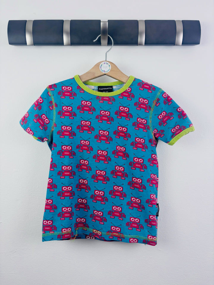 Maxomorra Blue Robot T-Shirt 5-6 Years 110/116-Tops-Second Snuggle Preloved
