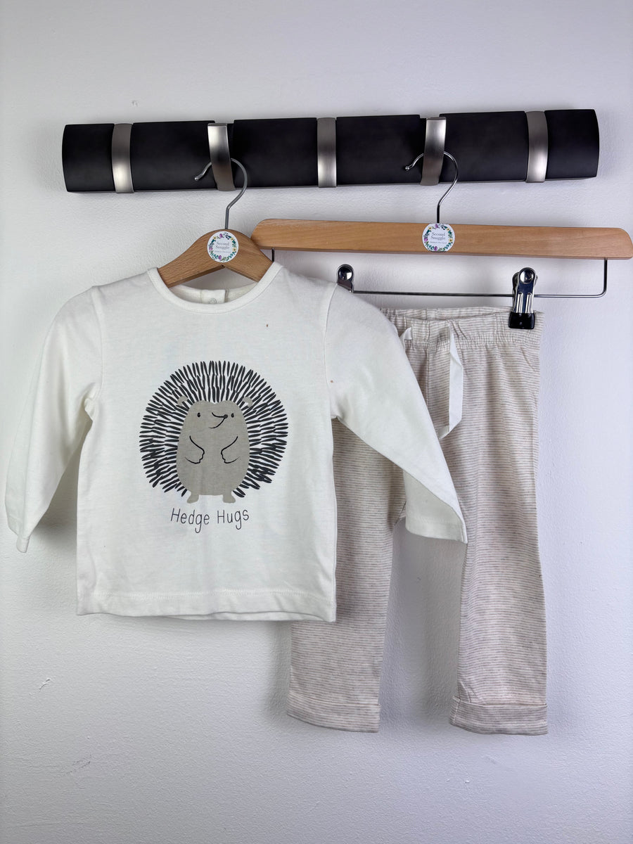 Lucy & Sam Cream & Beige Pyjama Set Hedgehog Print 6-12 Months-Sets-Second Snuggle Preloved