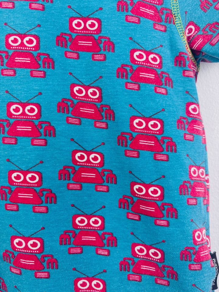 Maxomorra Blue Robot T-Shirt 5-6 Years 110/116-Tops-Second Snuggle Preloved
