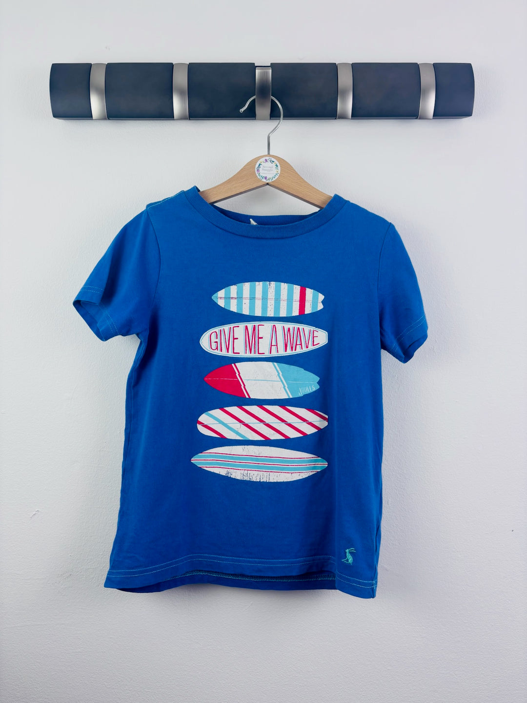 Joules Blue Surfboard Graphic T-Shirt 5-6 Years-Tops-Second Snuggle Preloved