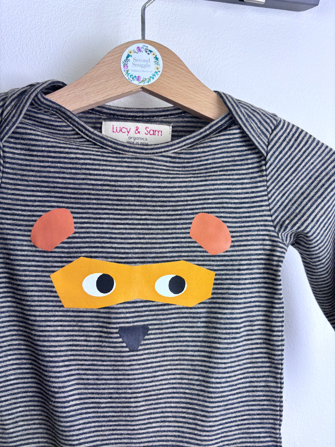 Lucy & Sam Grey Bodysuit Set Bear Print Long Sleeve 6-9 Months-Vests-Second Snuggle Preloved