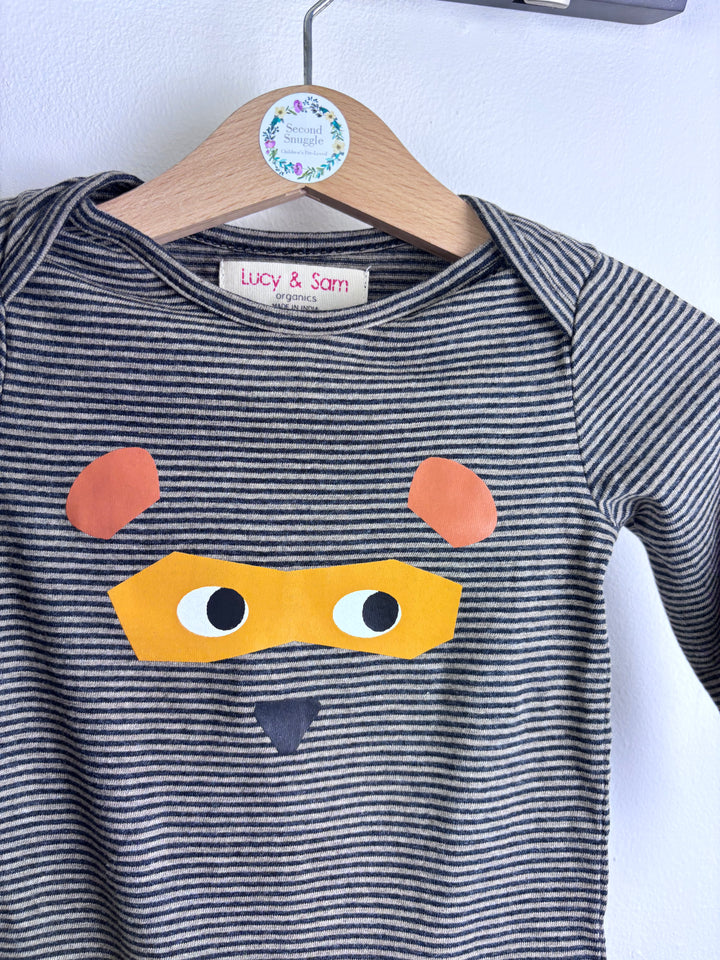 Lucy & Sam Grey Bodysuit Set Bear Print Long Sleeve 6-9 Months-Vests-Second Snuggle Preloved