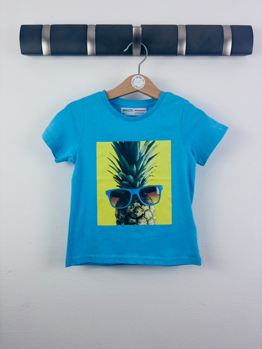 Minoti Blue Pineapple Graphic T-Shirt 18 Months-Tops-Second Snuggle Preloved