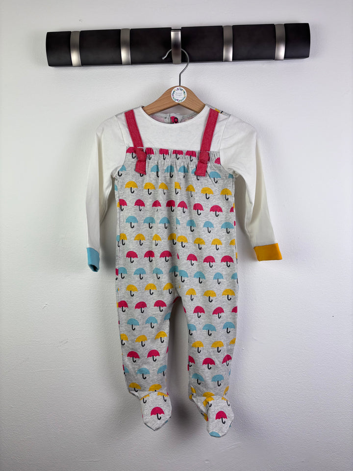 Lucy & Sam Cream Sleepsuit Umbrella Print Frill Strap 6-9 Months-Rompers-Second Snuggle Preloved