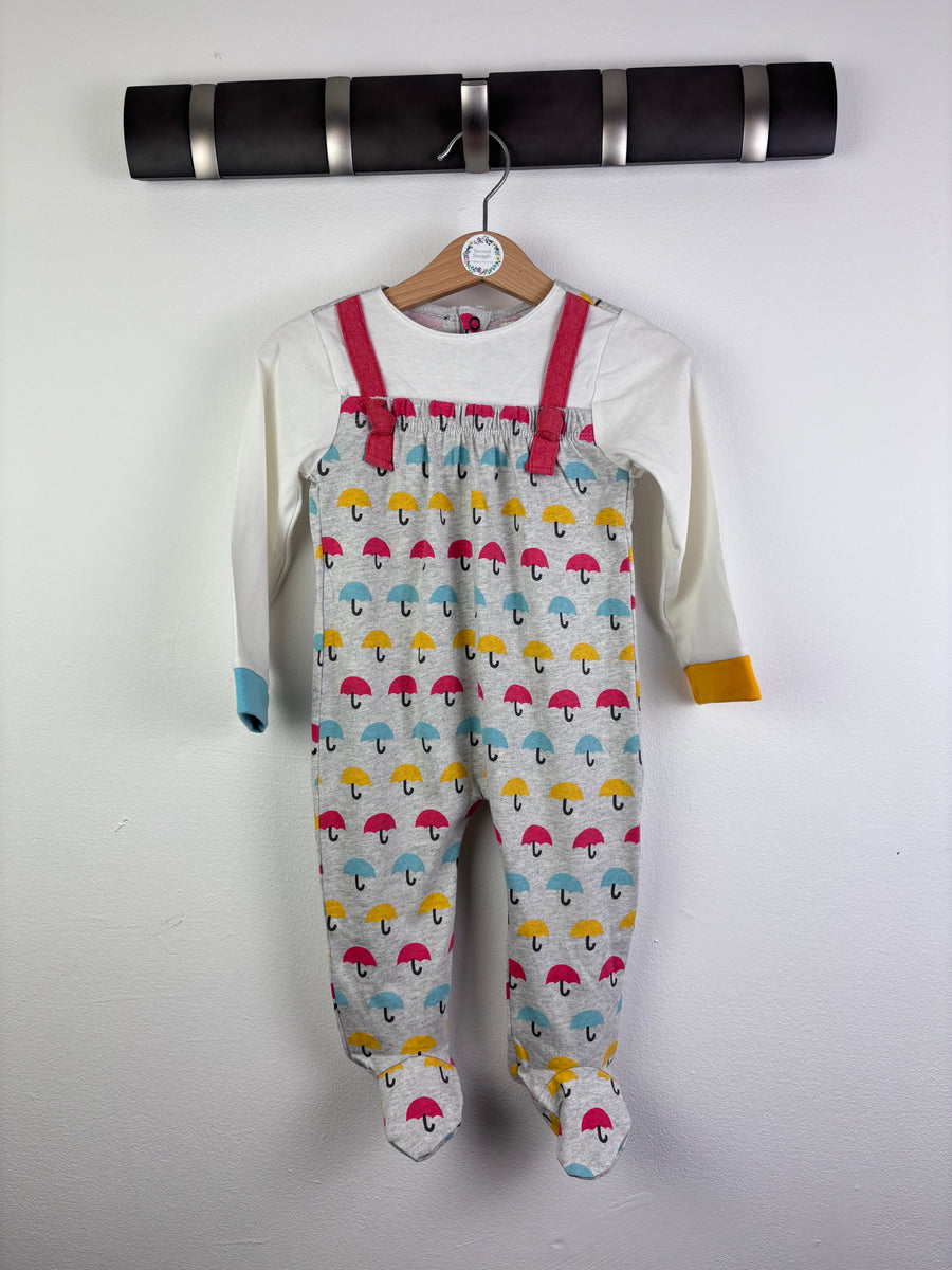 Lucy & Sam Cream Sleepsuit Umbrella Print Frill Strap 6-9 Months-Rompers-Second Snuggle Preloved