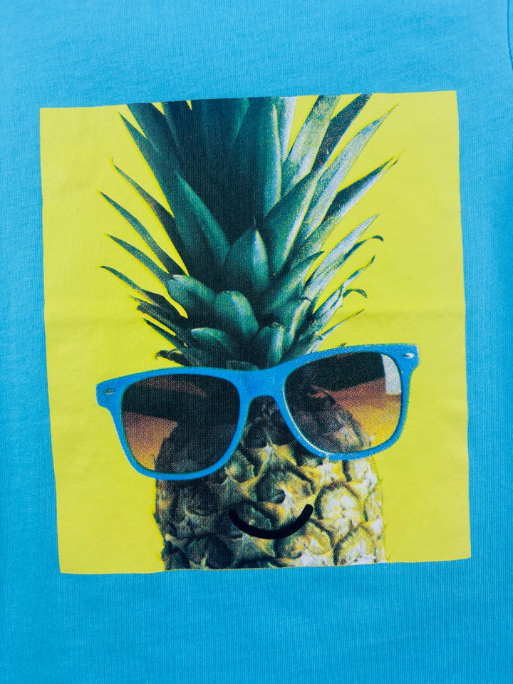 Minoti Blue Pineapple Graphic T-Shirt 18 Months-Tops-Second Snuggle Preloved