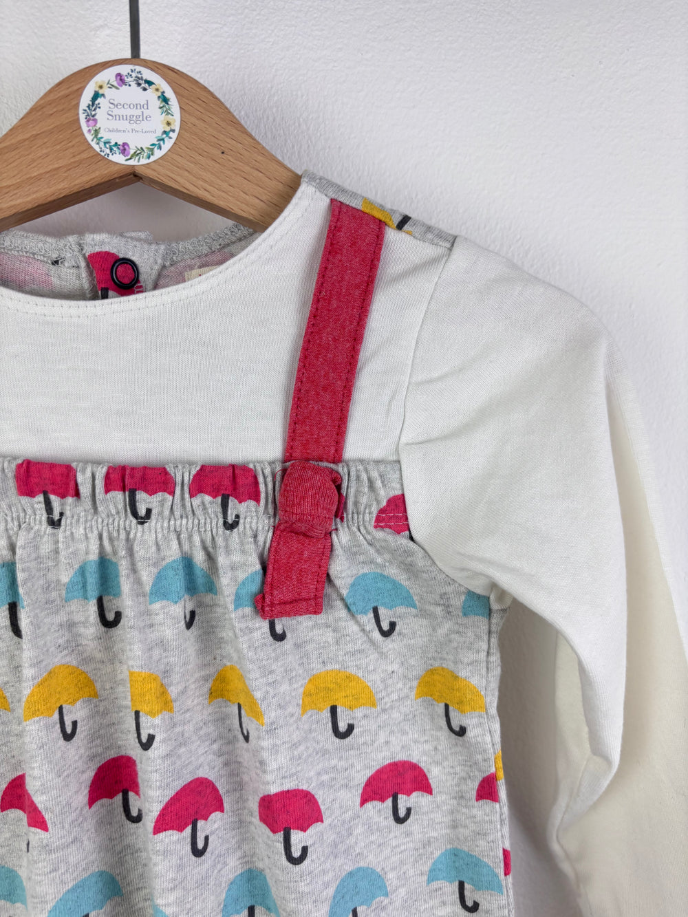 Lucy & Sam Cream Sleepsuit Umbrella Print Frill Strap 6-9 Months-Rompers-Second Snuggle Preloved