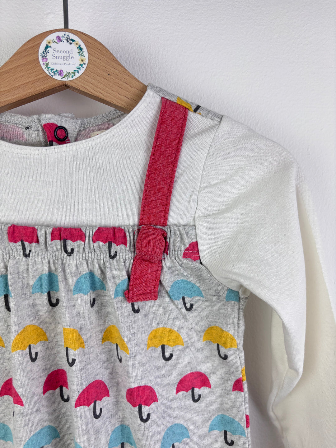 Lucy & Sam Cream Sleepsuit Umbrella Print Frill Strap 6-9 Months-Rompers-Second Snuggle Preloved