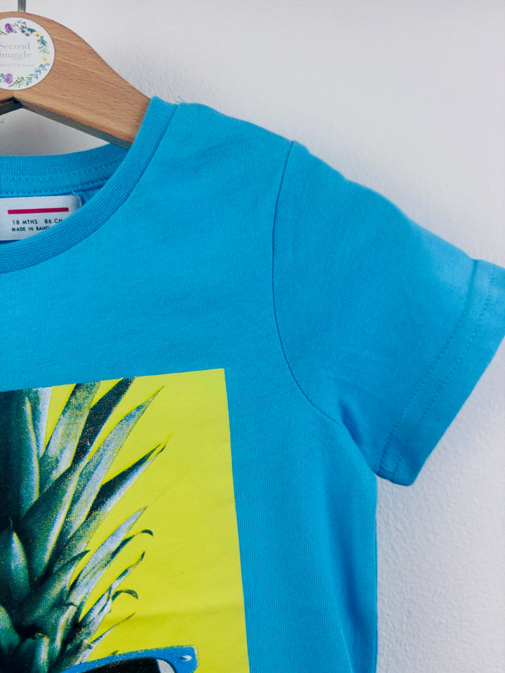 Minoti Blue Pineapple Graphic T-Shirt 18 Months-Tops-Second Snuggle Preloved